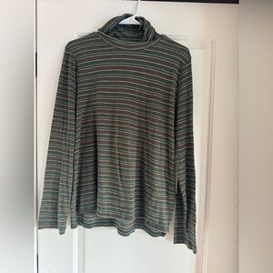 Madewell Olive Striped Turtleneck